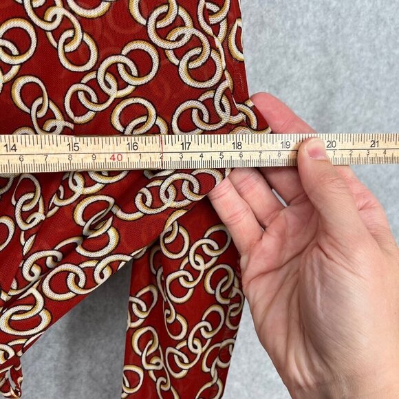 Cabi Ringleader Wrap Top Size S Red Signet Chain Print Mesh Long Sleeve 3951 - Picture 10 of 11